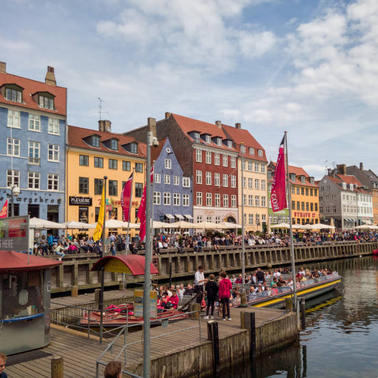 Some colorful building facades along the Nyhavn Canal at Copenhagen Denmark