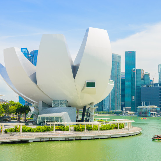 SINGAPORE - view of Marina Bay. Marina Bay is one of the most famous tourist attraction in Singapore.